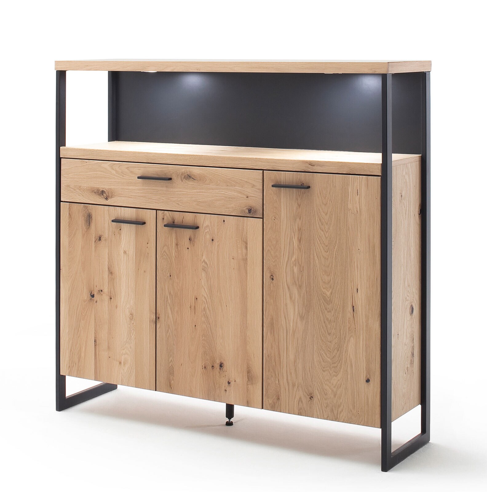 vito Highboard LANTANA 140 cm Balkeneiche Bianco /anthrazit