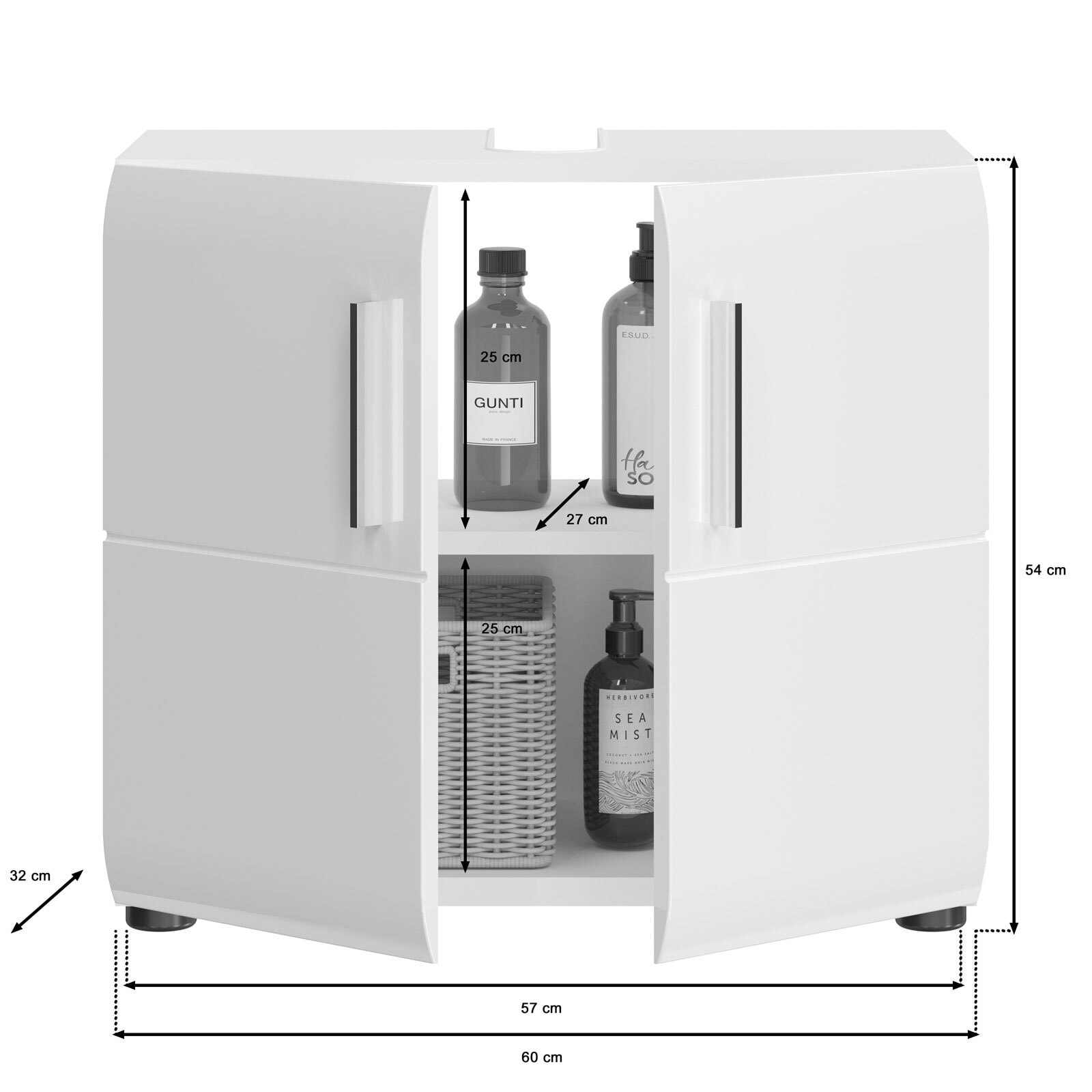 Waschbeckenunterschrank ICE 60 x 54 cm weiß