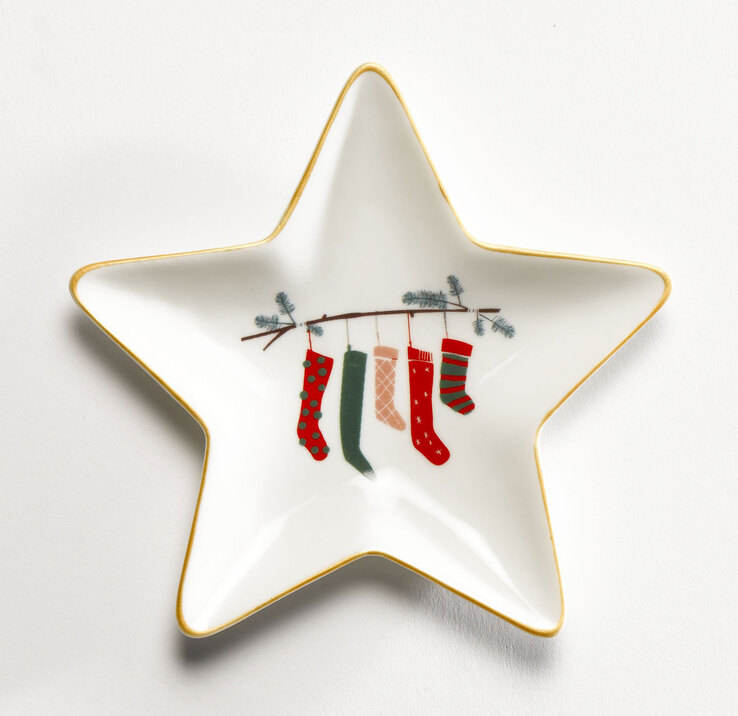 casaNOVA Servierplatte Stern WEIHNACHTSSTRUMPF 13,8 cm