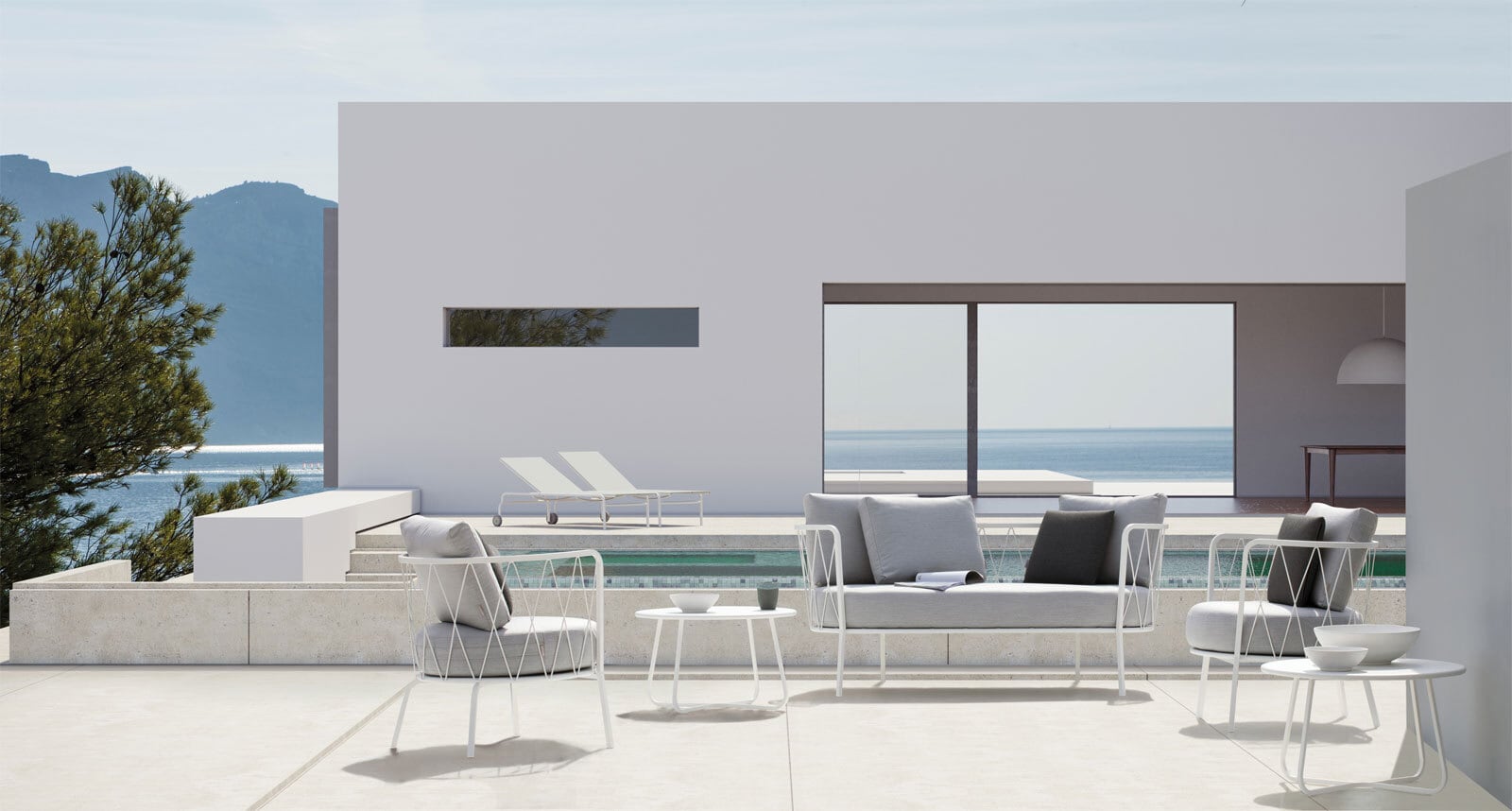 vermobil Outdoor Loungesessel DAISY LIVING weiß /grau