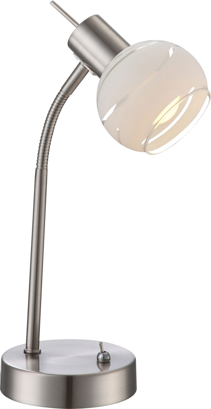 GLOBO LED Retrofit Tischlampe ELLIOTT 34 cm nickelfarbig