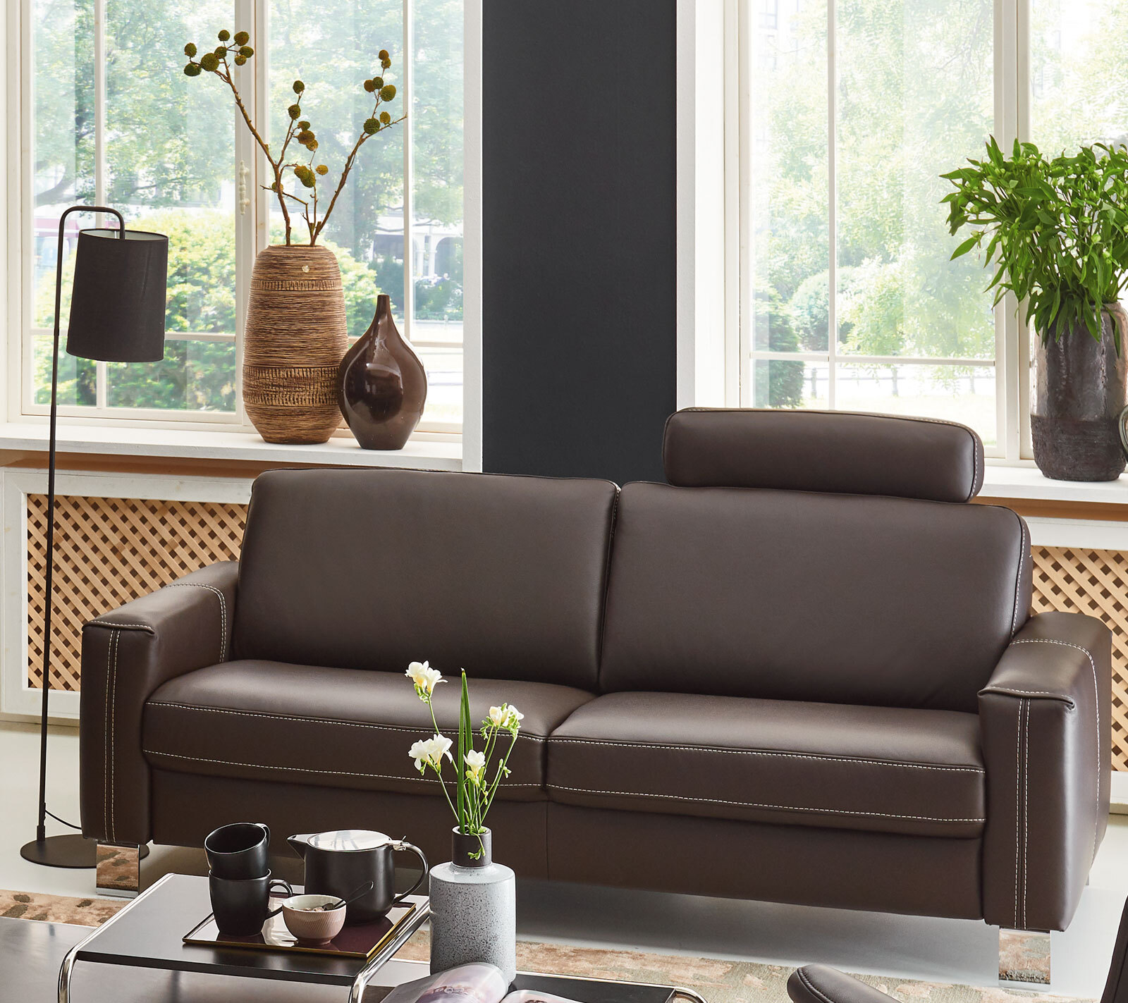 com4lux Ledersofa 2,5-Sitzer 188 cm espresso