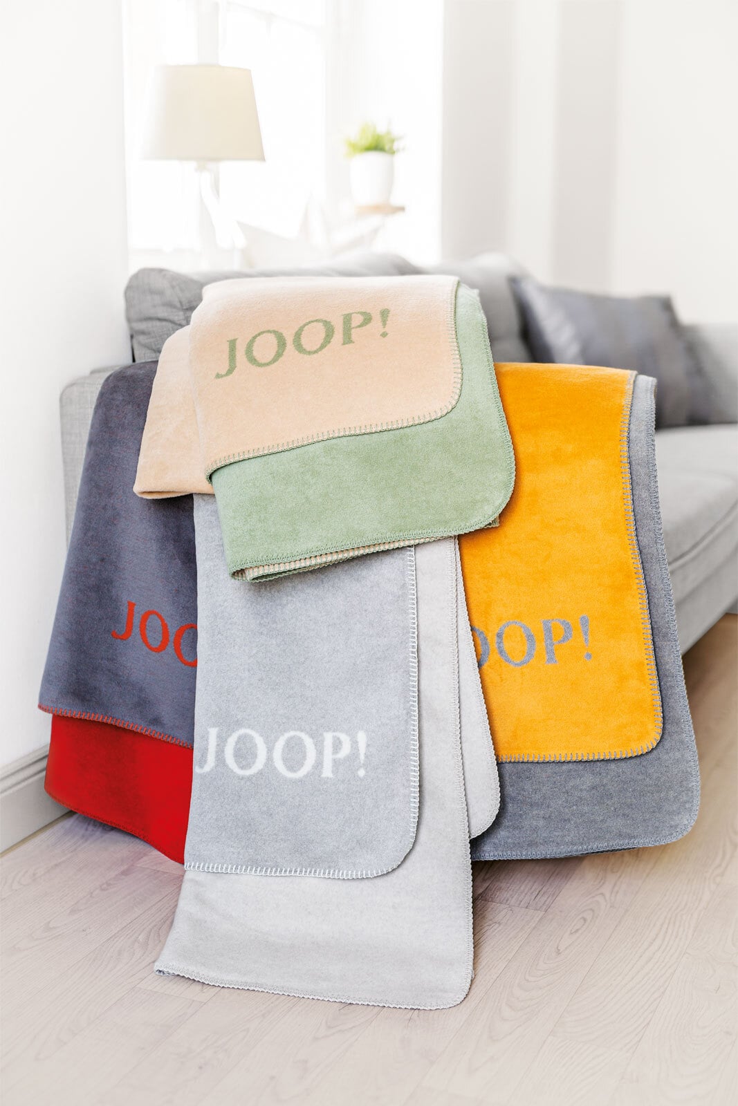 JOOP! Uni-Wohndecke DOUBLEFACE 150 x 200 cm grau/orange