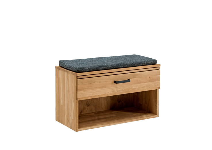 VALMONDO Garderobenbank LIDO 80 x 47 cm Astige Eiche massiv naturbelassen geölt