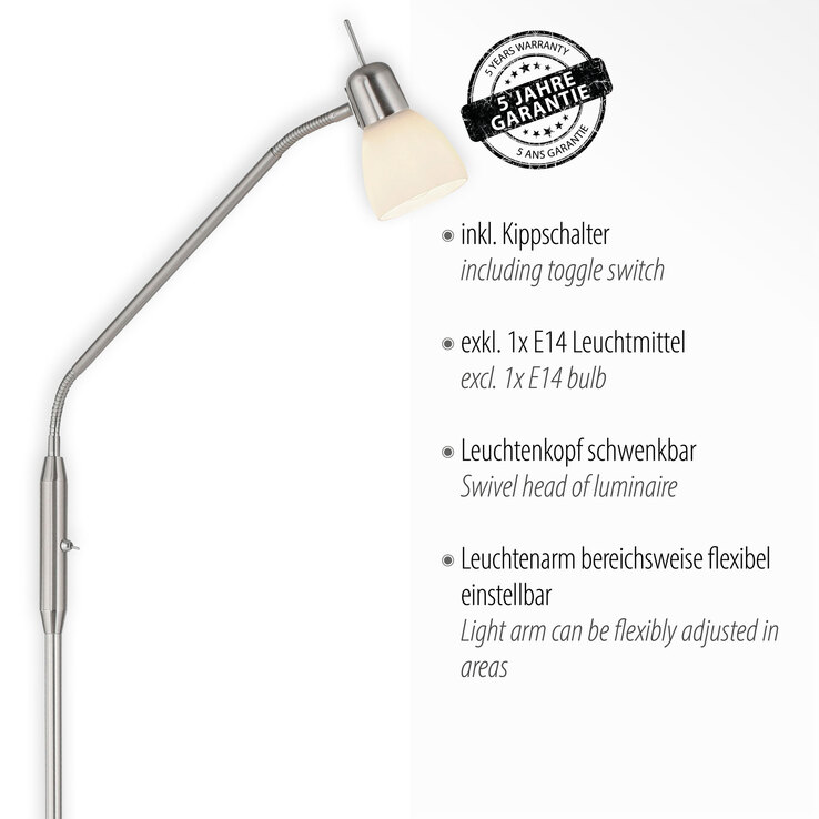 JUST LIGHT Retrofit Stehlampe KARO 159,5 cm stahlfarbig