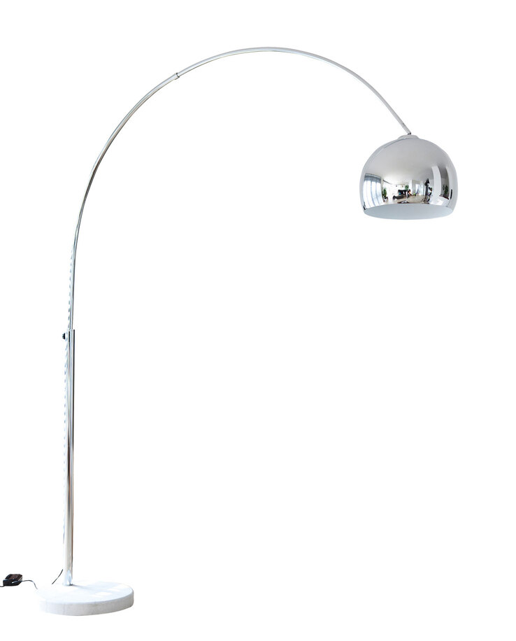 Retrofit Bogenlampe chromfarbig /Marmor weiß