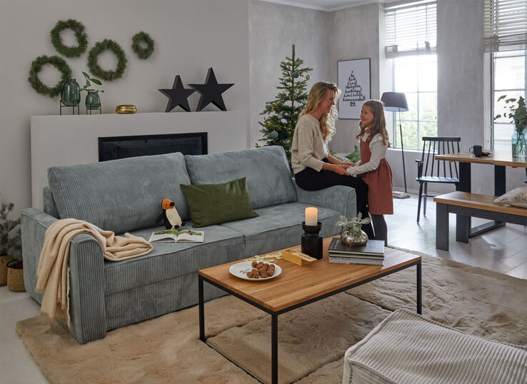 Schlafsofa CHARLTON mintgrün-grau