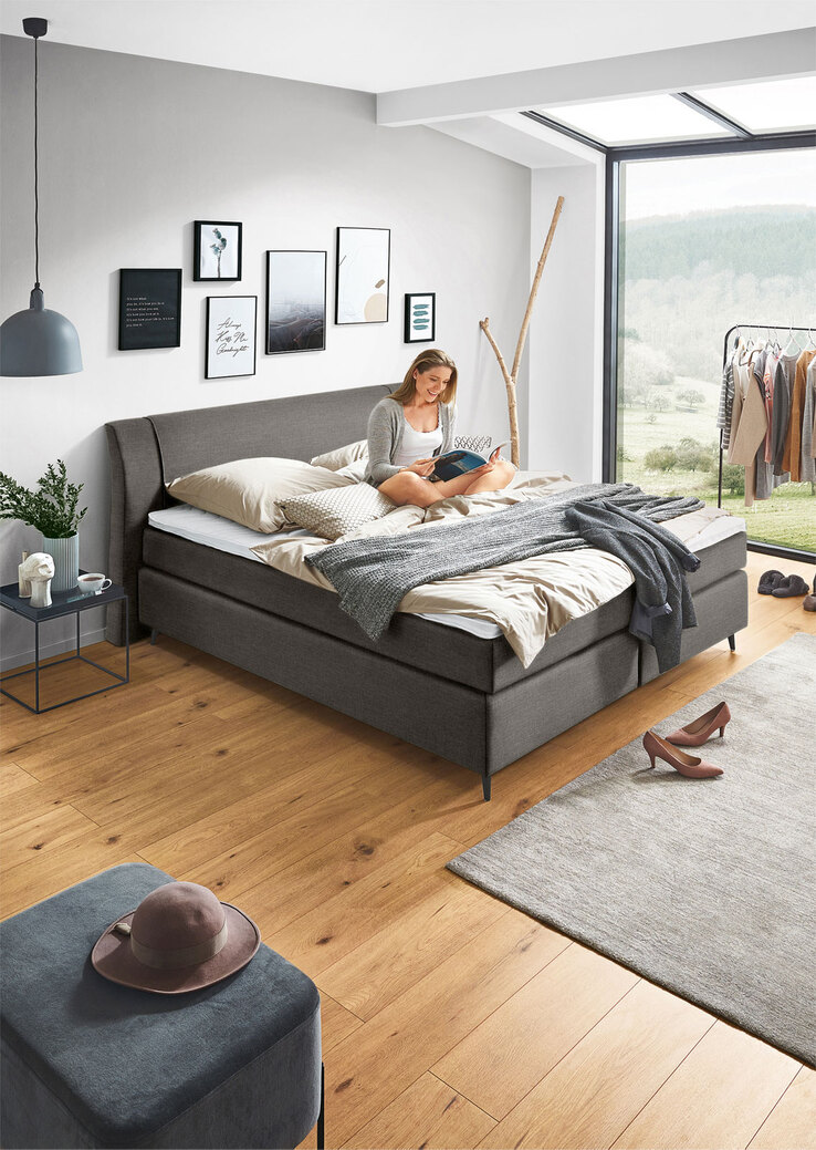 Ole Gunderson Boxspringbett FENTISSIMO TOPMOTION VI NV 180 x 200 cm Inari braungrau