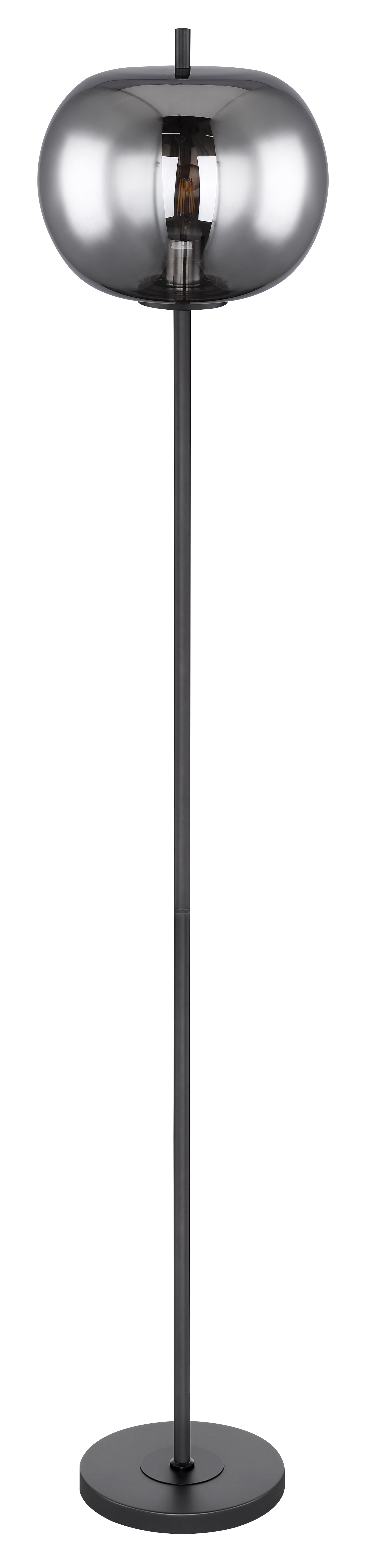GLOBO Retrofit Stehlampe BLACKY 160 cm schwarz /rauchfarbig