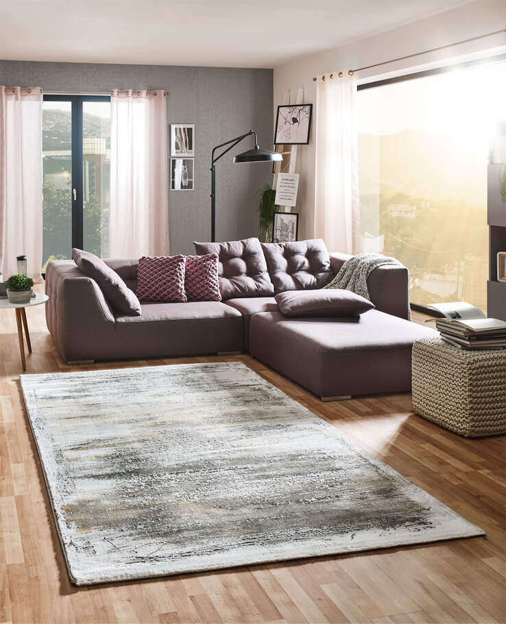 Webteppich MODENA 200 x 290 cm grau/gold