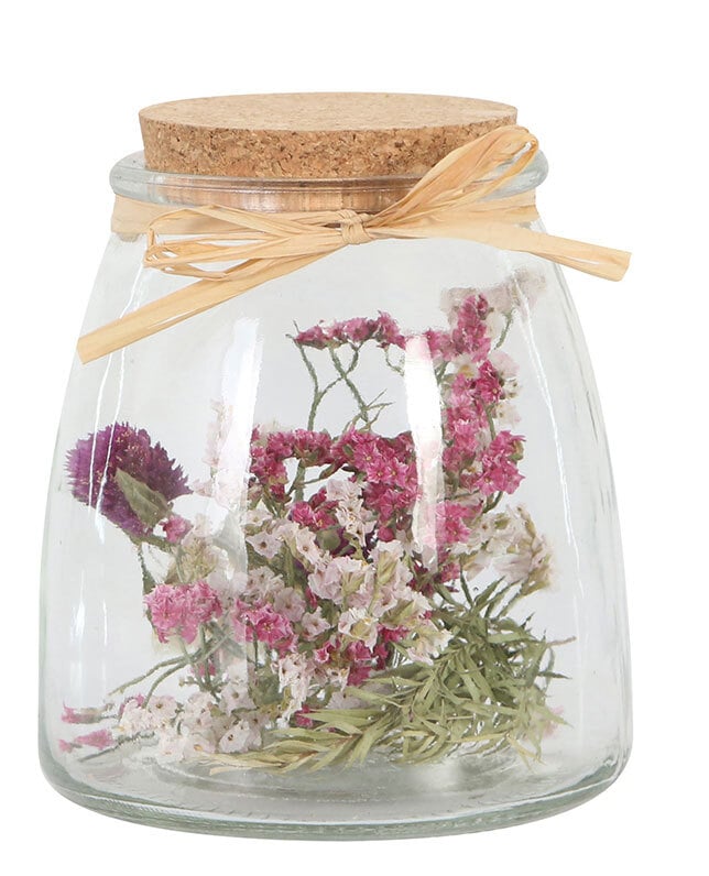 Deko Flasche mit Trockenblumen 12,5 cm