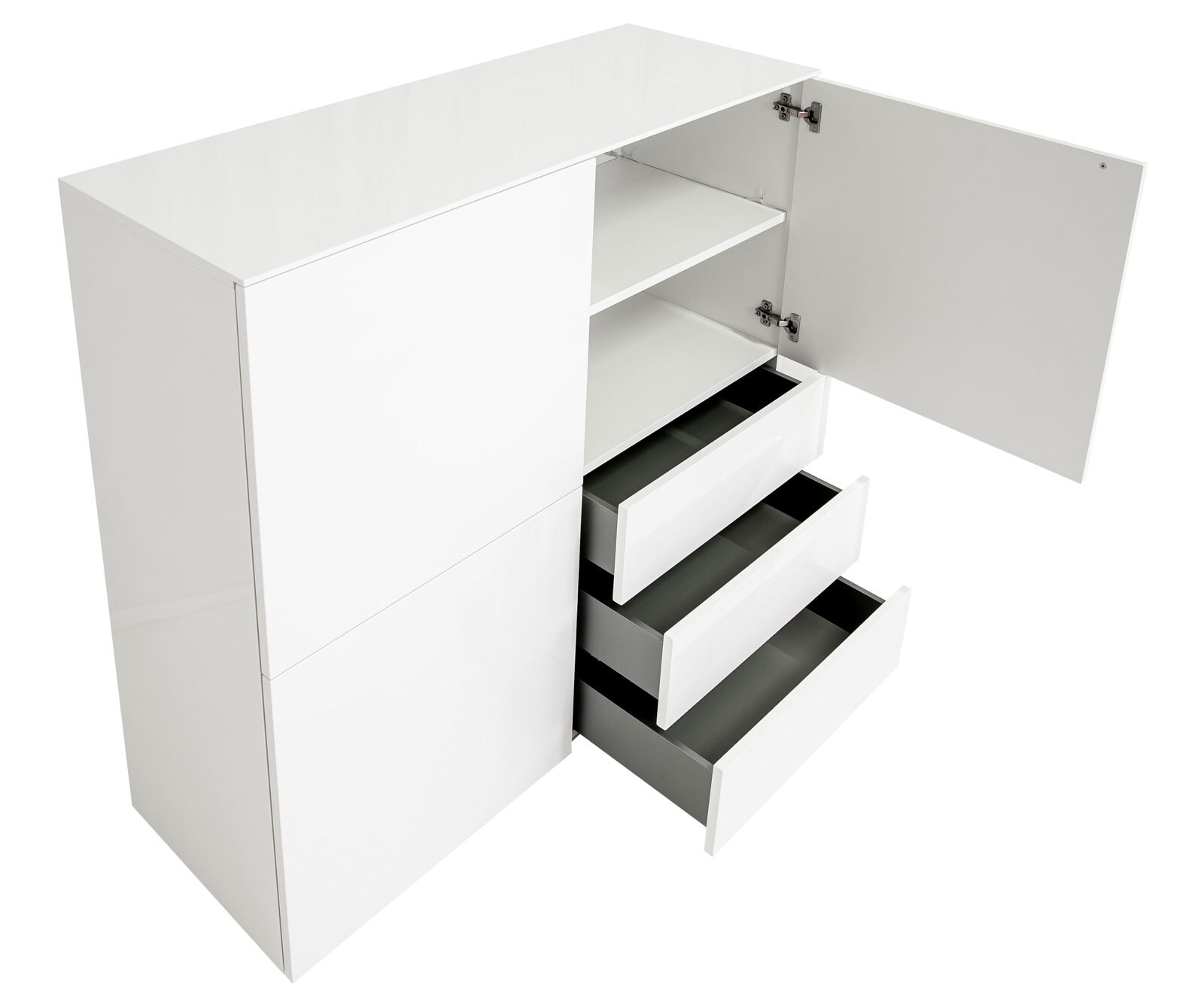 Highboard MONIQUE 120 x 117 cm Hochglanz weiß