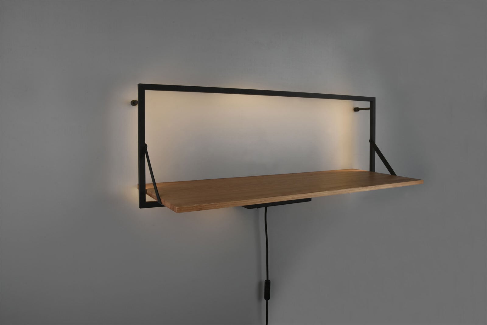 LED Wandregal BECKY 90 cm braun /schwarz