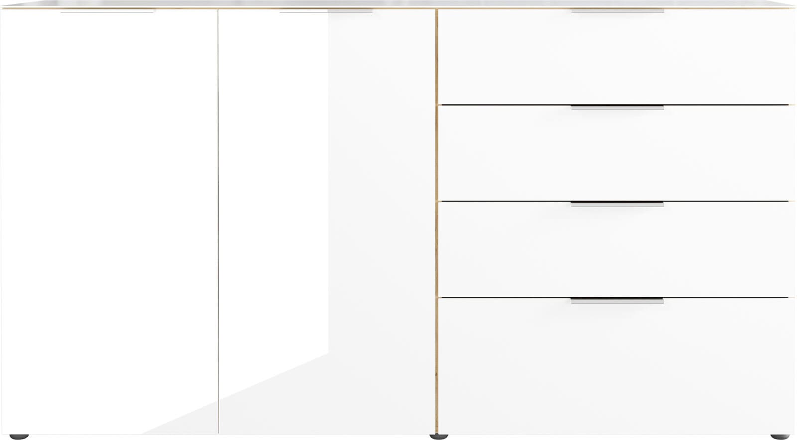 CASAVANTI Sideboard OAKLAND 184 x 102 cm Glas Weiß/Navarra-Eiche-Dekor