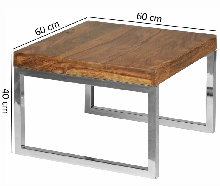 Beistelltisch GUNA 60 x 60 chromfarbig/ Sheesham