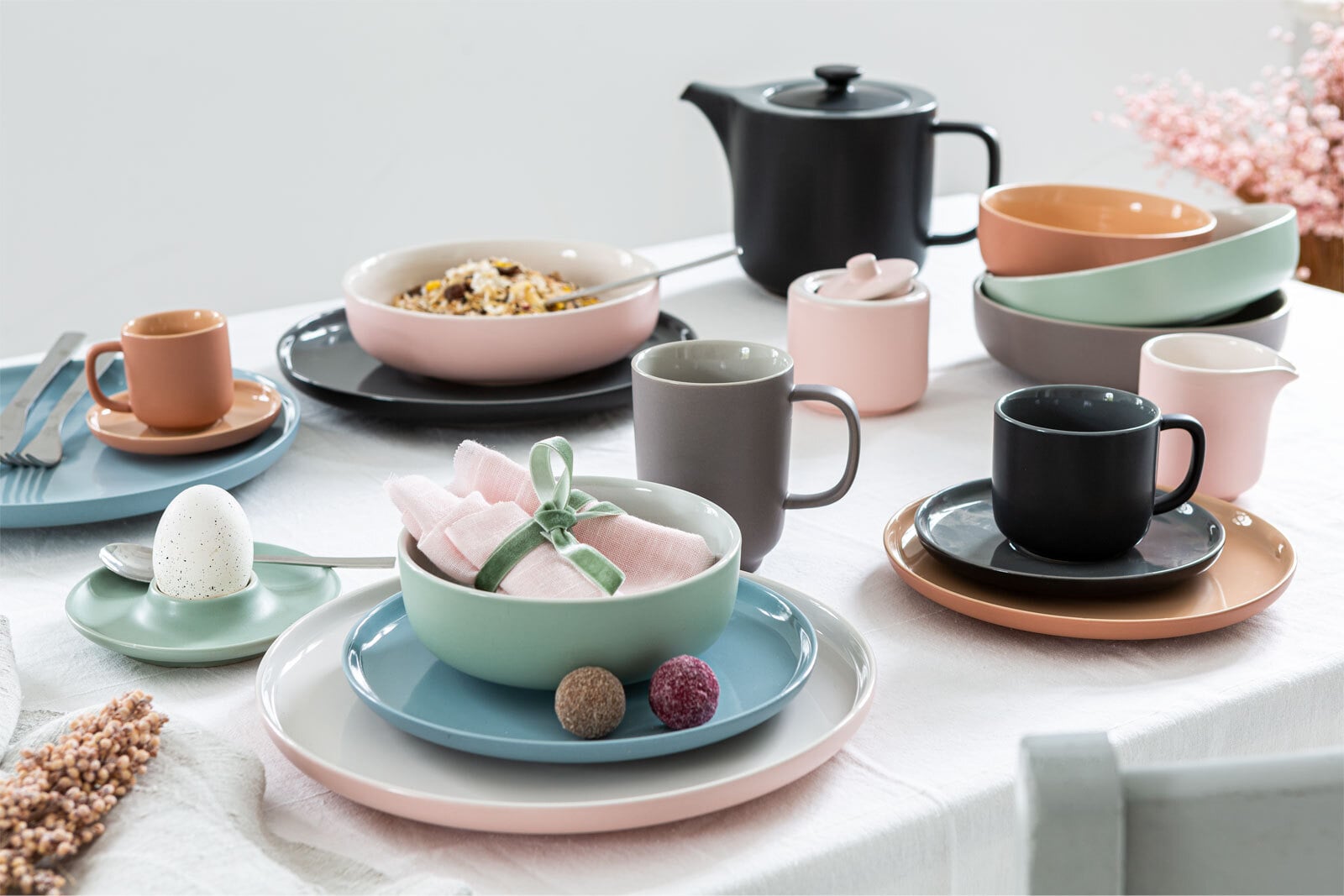 Ritzenhoff & Breker Pastaschale JASPER 4er Set rosa/ weiß