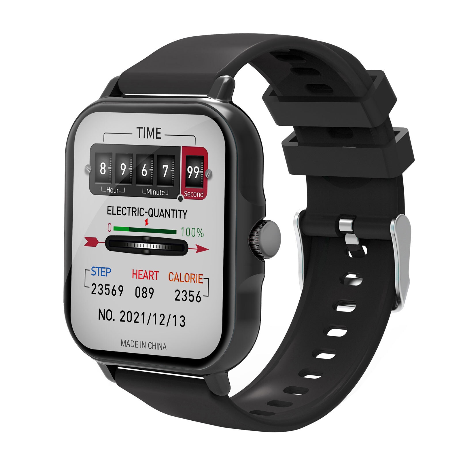 Smartwatch für Android IOS 1,81 Zoll Touchscreen Herzfrequenz Schritte Anrufe Musik schwarz Fitnessarmband