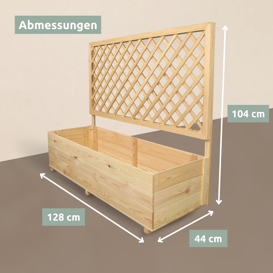 holz4home Pflanzkasten SPALIER 128 x 34 cm Kiefernholz