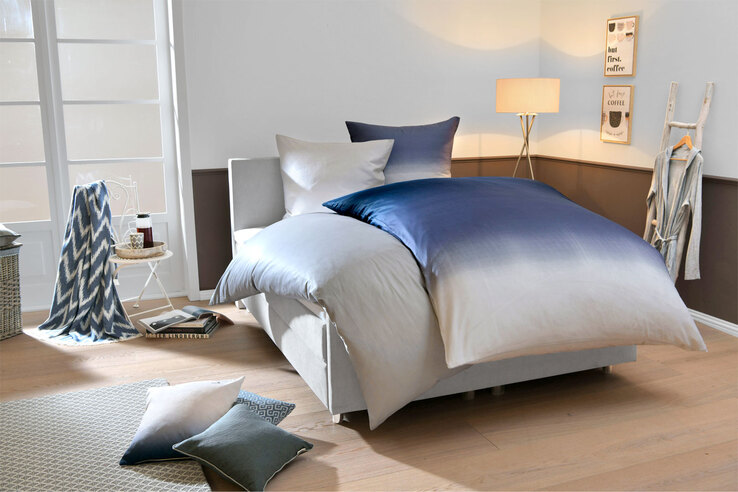TOM TAILOR Satin-Bettwäsche 135 x 200 cm blau/mehrfarbig