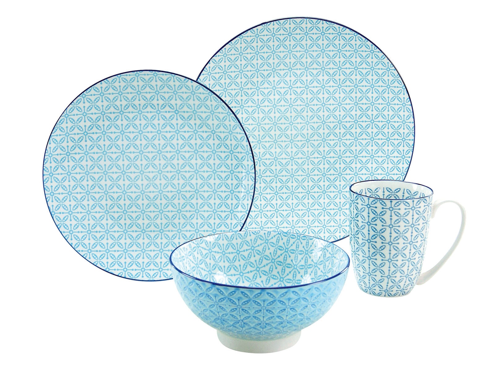 CreaTable Dessertteller MEDITERRAN 4er Set 21 cm blau