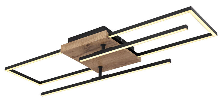 GLOBO LED Deckenlampe KENDRA 80 cm Holzoptik