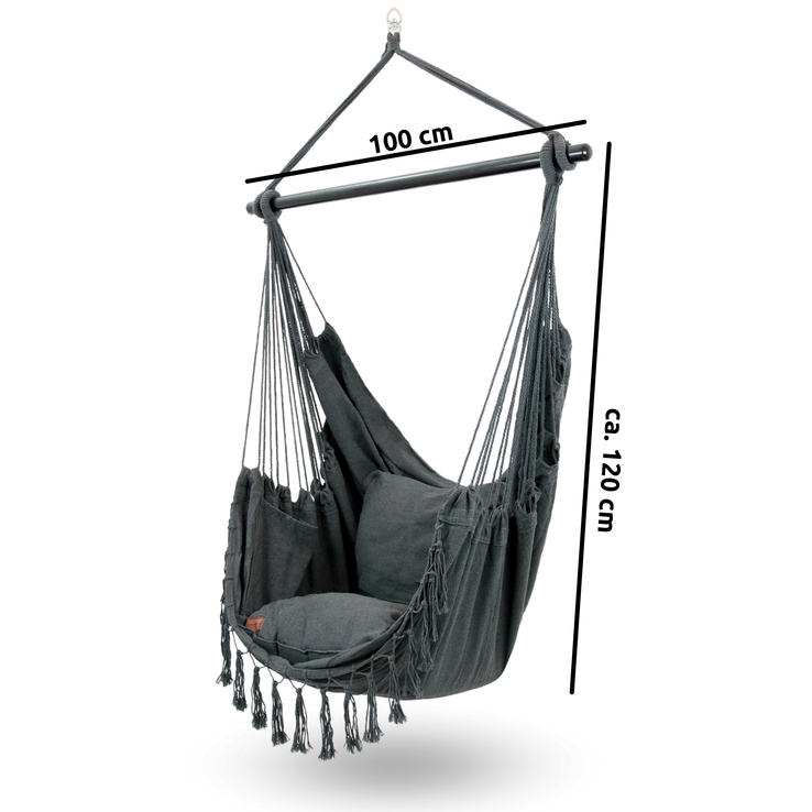 deluxe4home Hängesessel BOHO 4-teilig anthrazit