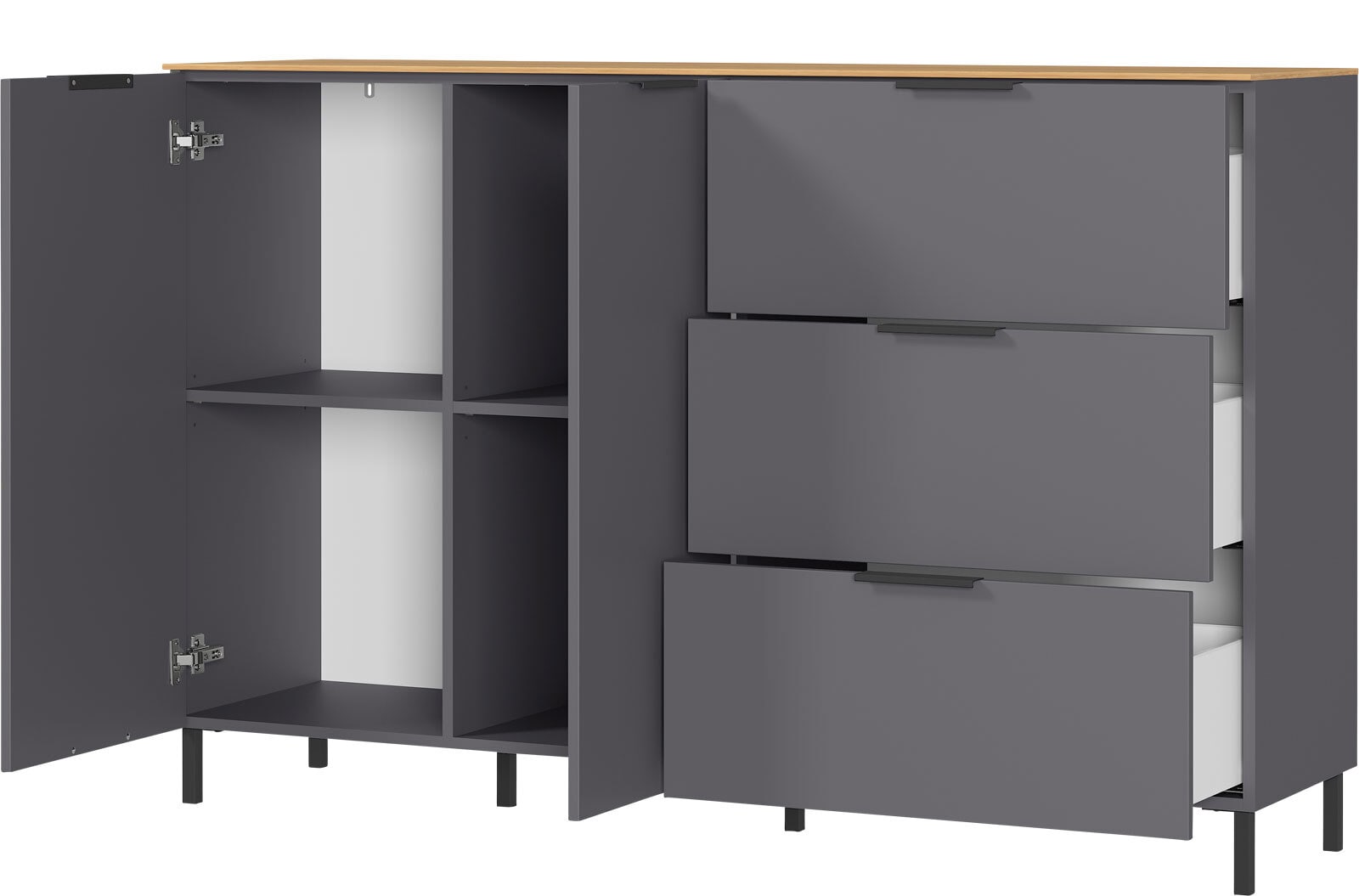 Sideboard CALIFORNIA 151 x 98 cm Graphit/ Navarra-Eiche