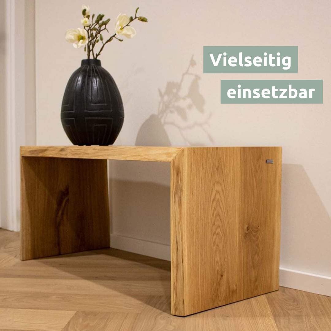 holz4home Massivholzbank 100 x 45 cm Eiche geölt mit Baumkante