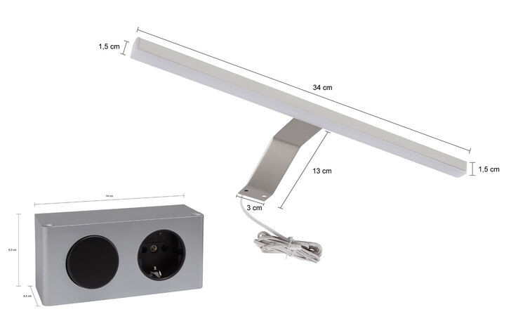 Bad-/ Aufsatzleuchte SIMPLE 37 cm silberfarbig