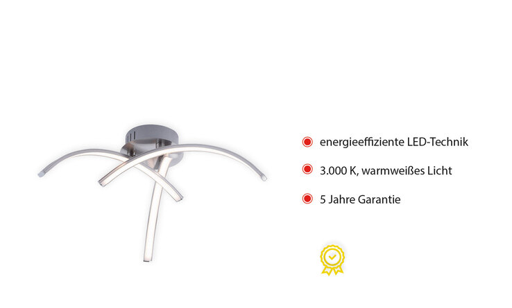 JUST LIGHT LED Deckenlampe VALERIE 40 cm stahlfarbig