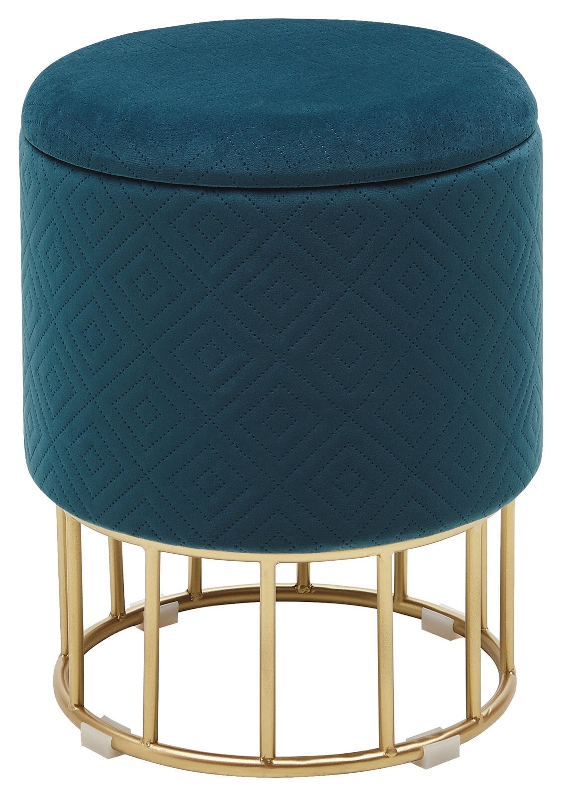 Hocker mit Stauraum 35 x 44 cm Samtstoff blau