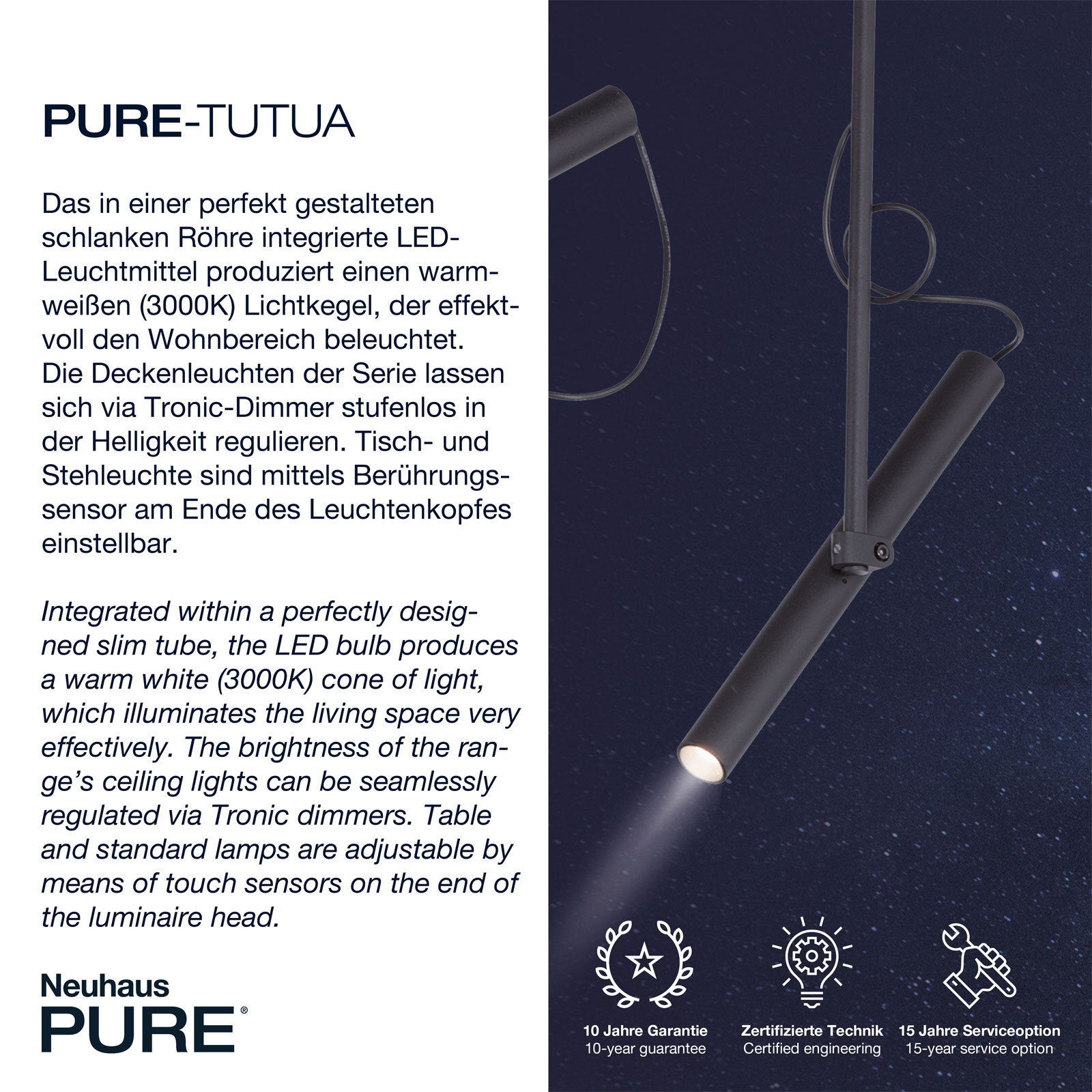 Paul Neuhaus LED Stehlampe PURE-TUTUA schwarz