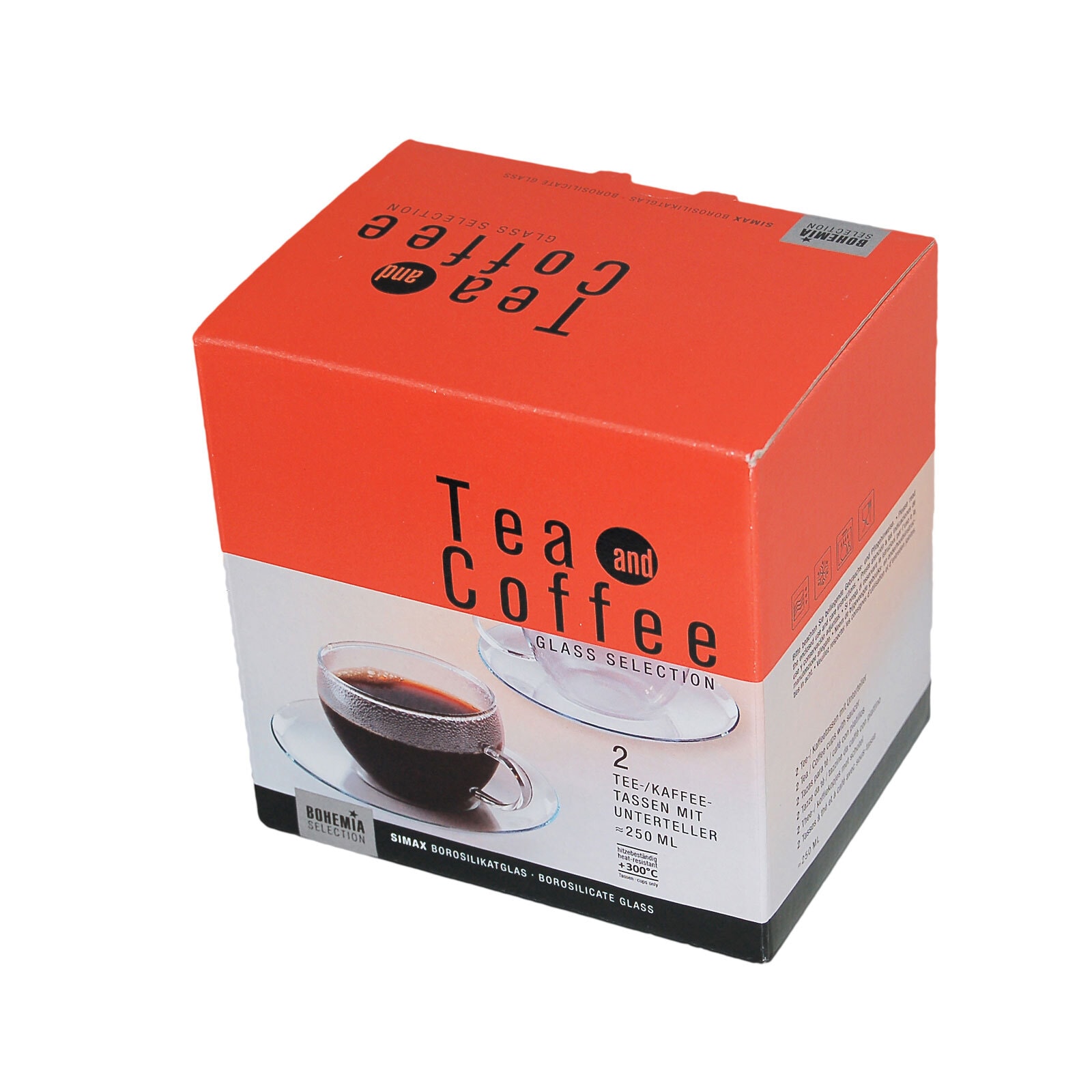 BOHEMIA SELECTION Teetasse TEA & COFFEE 2er Set - je 250 ml Glas