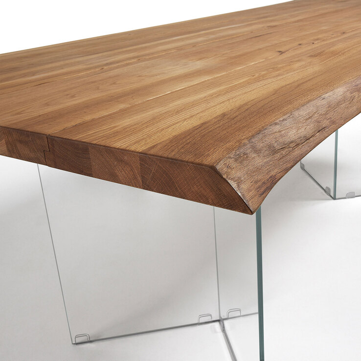 Kave Home Esstisch LOTTY 220 x 100 cm Glas /Eiche braun