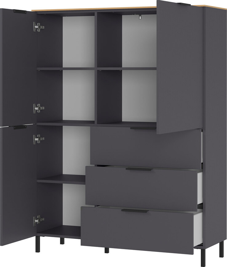 Highboard CALIFORNIA Graphit/ Navarra-Eiche