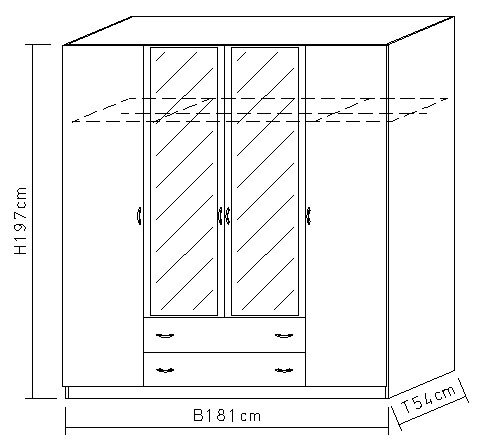 Kleiderschrank CASE 181 x 197 cm Grau metallic