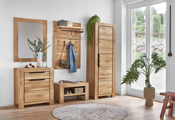 Garderobenschrank JURIA 67 x 199 cm Eiche massiv/Eiche furniert