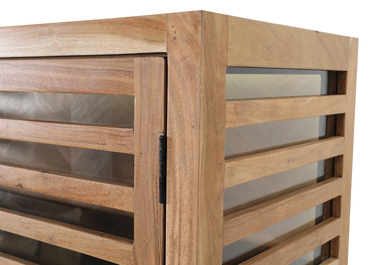 INTERhome Glasschrank SHOWCASE 100 x 160 cm Akazie massiv natur gesmoked lackiert/Glastüren