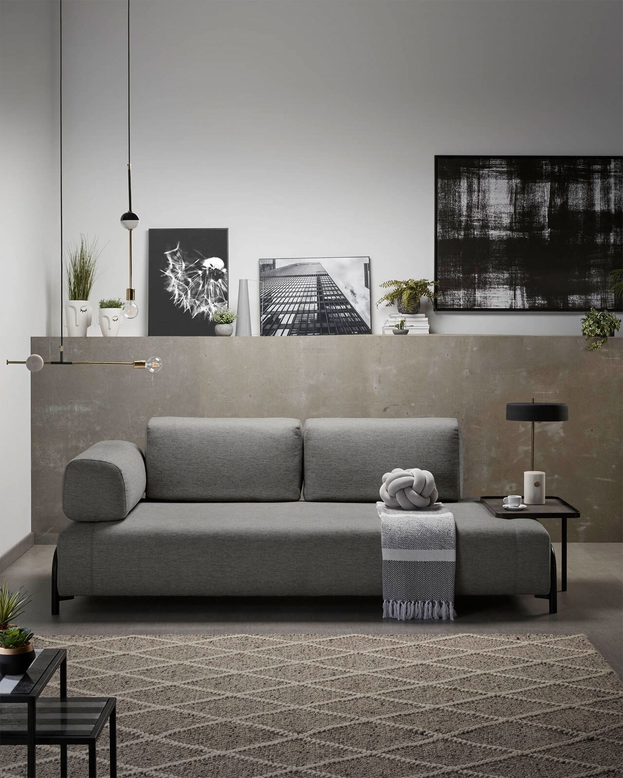 Kave Home Sofa 3-Sitzer COMPO AL dunkelgrau