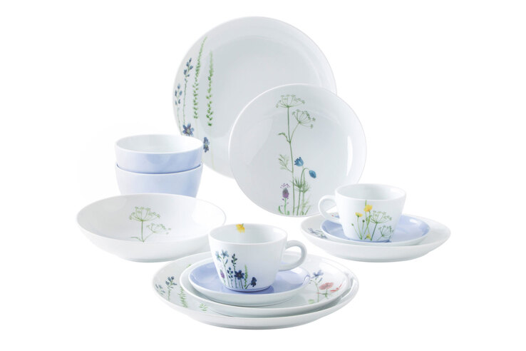 KAHLA Kombiservice FIVE SENSES Wildblume 12-teilig blau/rot