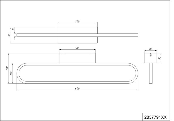 TRIO LED Spiegelleuchte GIANNI 60 cm schwarz