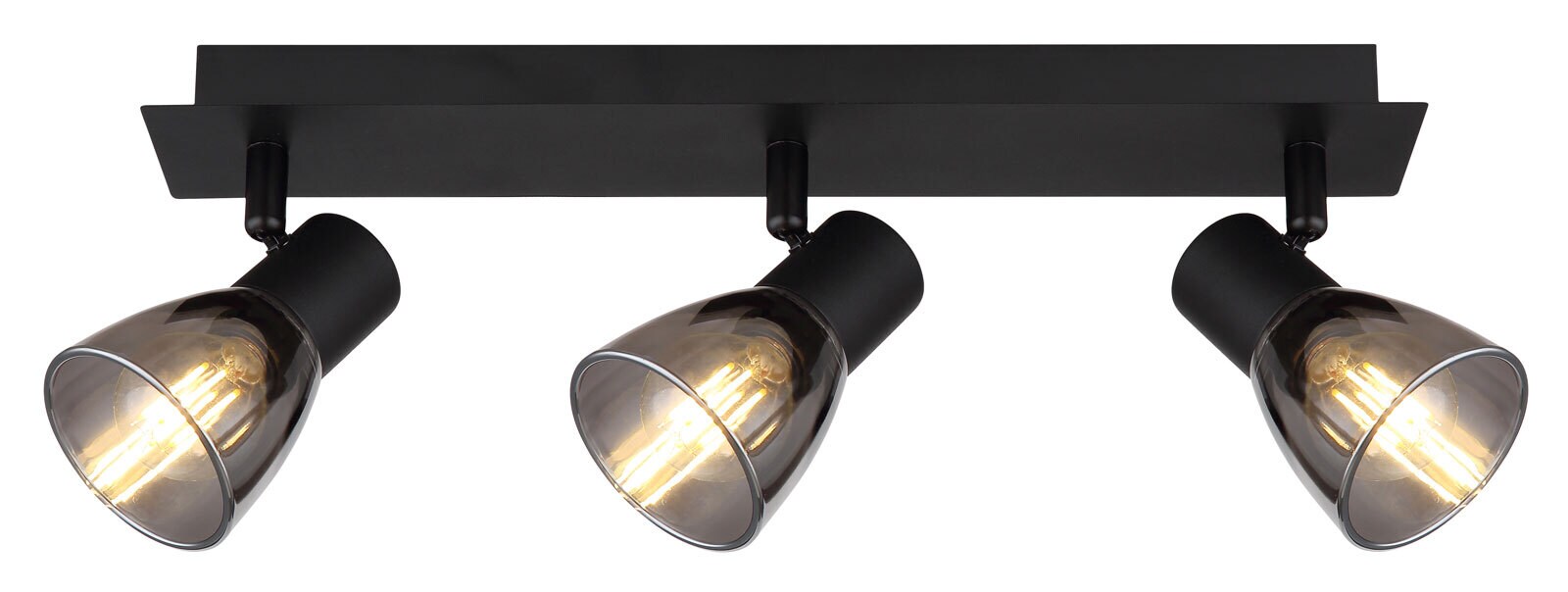 GLOBO Retrofit Deckenlampe mit 3 Spots CLAUDE 40 cm schwarz /rauchfarbig