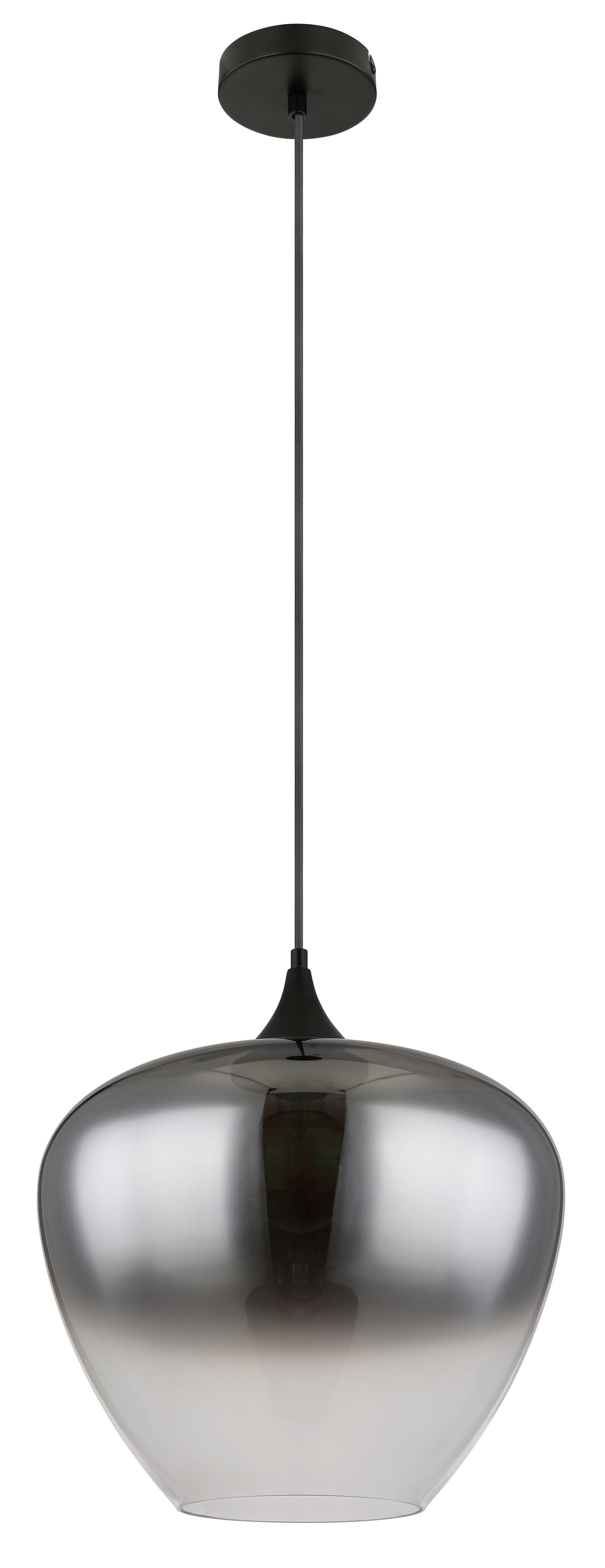 GLOBO Retrofit Pendelleuchte MAXY 40 cm schwarz /Rauchglas