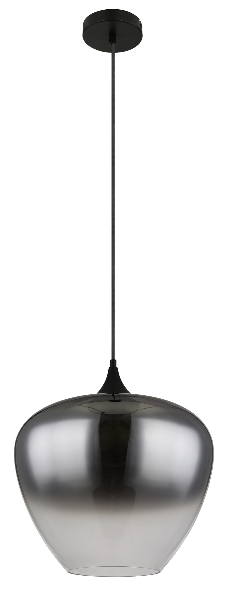 GLOBO Retrofit Pendelleuchte MAXY 40 cm schwarz /Rauchglas