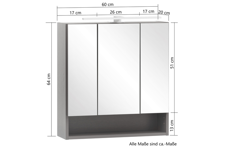 Bad-Spiegelschrank ANTWERPEN braun 60cm