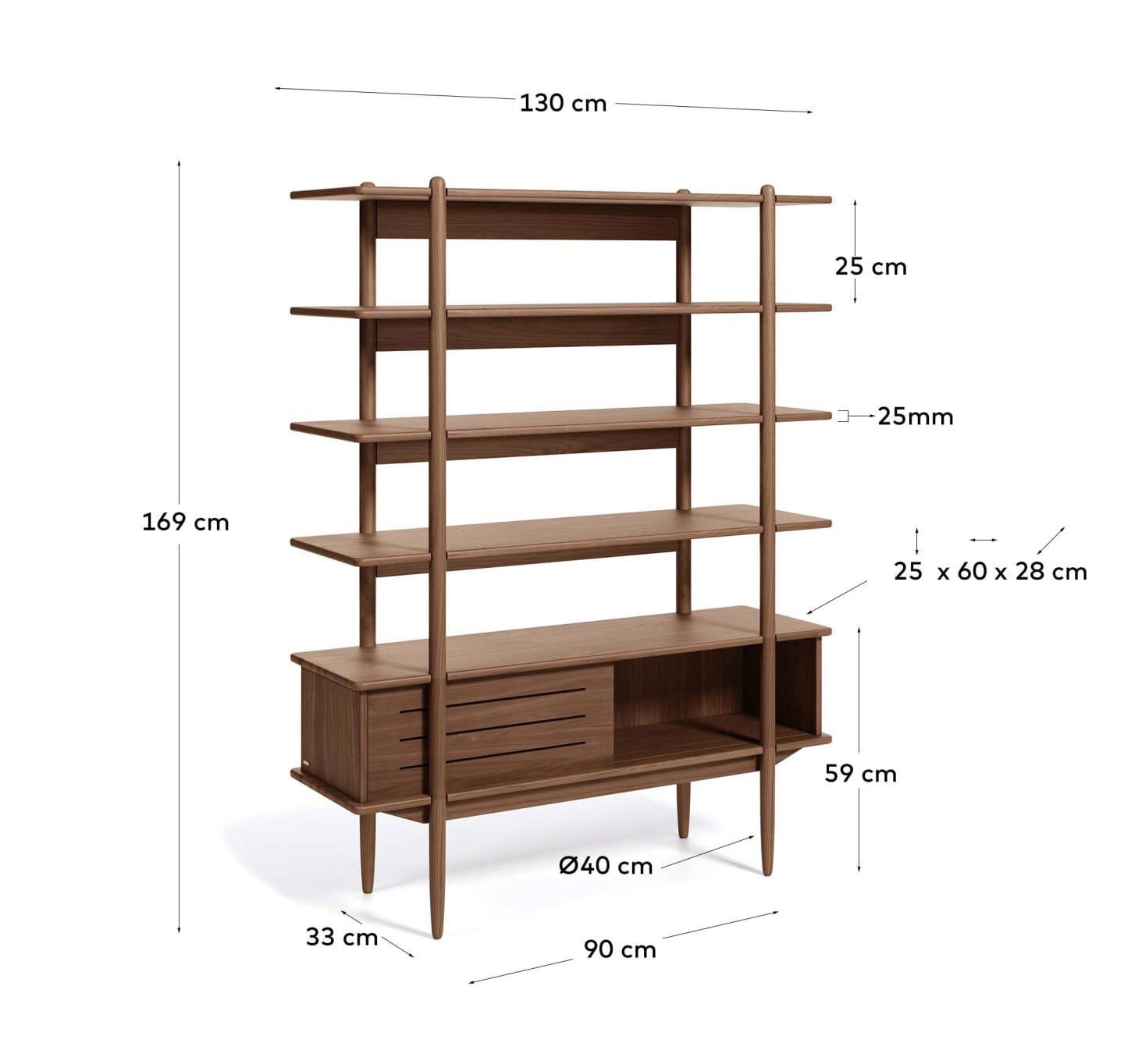 Kave Home Regal CAROLIN 130 x 169 cm Walnuss