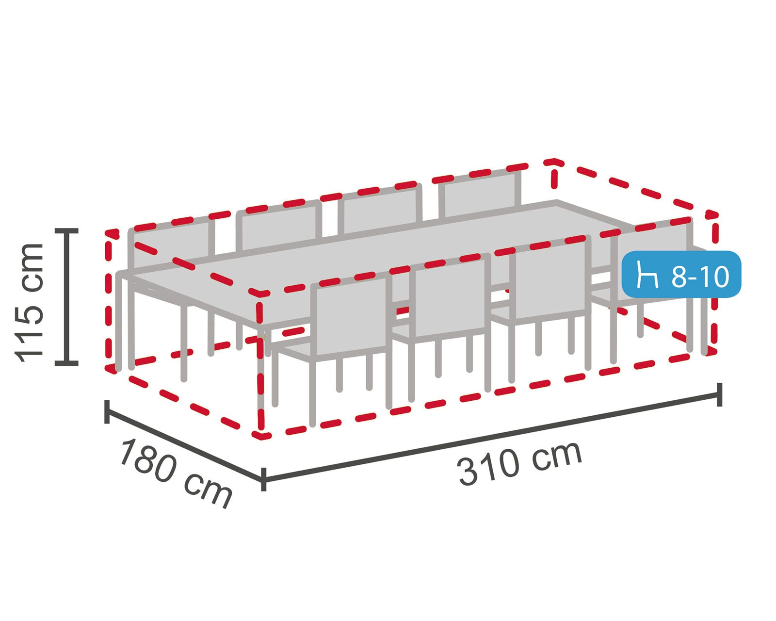 LC WHOLESALER Schutzhülle XL für Gartentisch