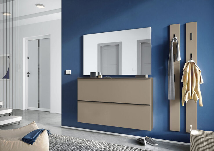 vito Schuhschrank SOLINO 140 x 85 cm Steingrau / Schwarz