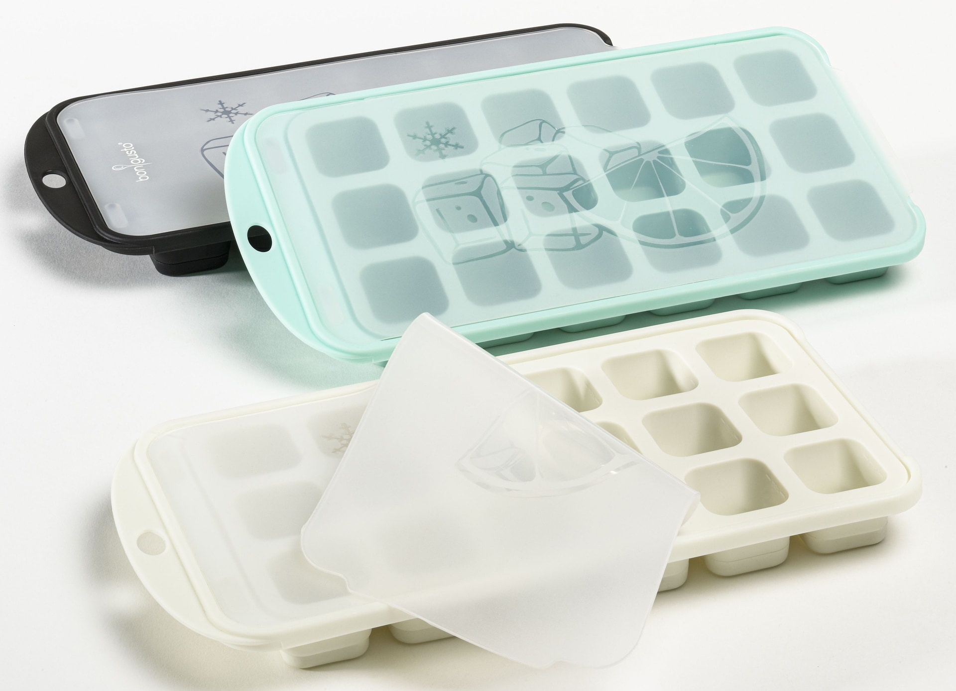 bongusto Eiswürfelform für 18 Eiswürfel mit Deckel Kunststoff cream