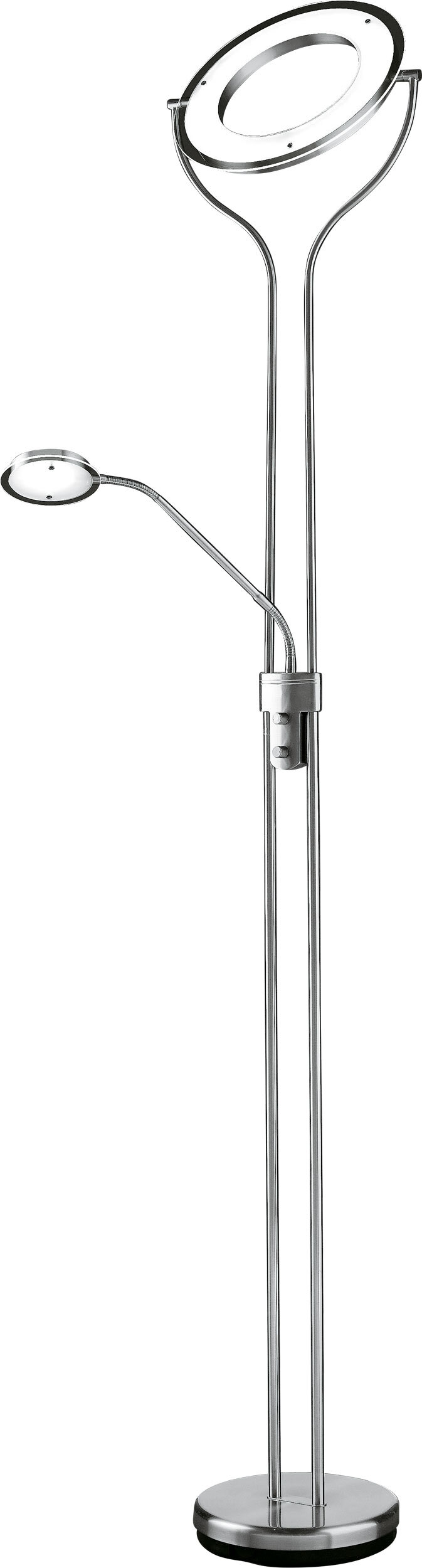 casaNOVA LED Deckenfluter mit Leselampe SEATTLE nickelfarbig